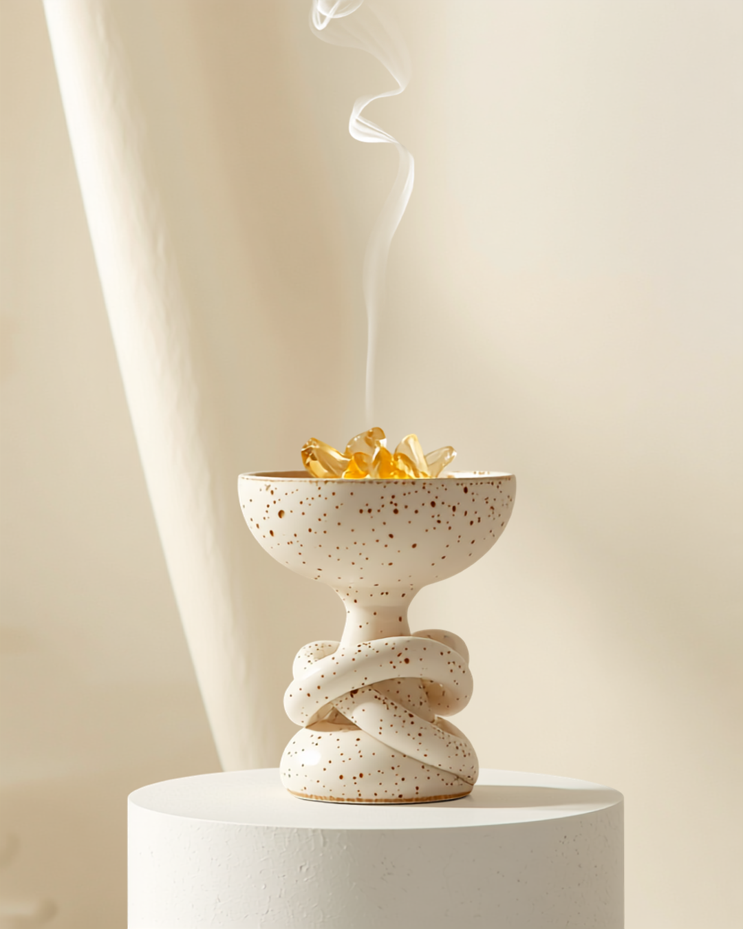 Frankincense resin tears burning on ceramic incense burner